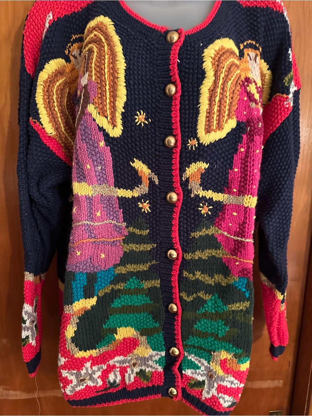 Cardigan Bay 1X Hand Knit Angel Holiday Cardigan
